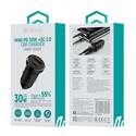 CARICA AUTO PD 30W 1 USB-C + 1 USB QC3 SUPER FAST BLACK