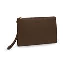 POCHETTE IN SIMILPELLE CON ZIP E TRACOLLA UNISEX ET-HB008 BROWN-GOLD